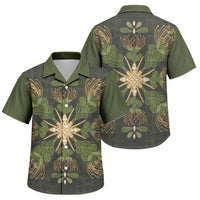 Hawaii Ohia Lehua Squares Family Matching Mermaid Dress and Hawaiian Shirt Hawaiian Quilt Inspired Floral Pattern LT9 Son's Shirt Green - Polynesian Pride