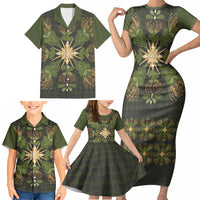 Hawaii Ohia Lehua Squares Family Matching Short Sleeve Bodycon Dress and Hawaiian Shirt Hawaiian Quilt Inspired Floral Pattern LT9 - Polynesian Pride