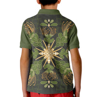 Hawaii Ohia Lehua Squares Kid Polo Shirt Hawaiian Quilt Inspired Floral Pattern