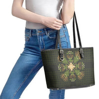 Hawaii Ohia Lehua Squares Leather Tote Bag Hawaiian Quilt Inspired Floral Pattern