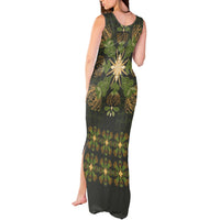 Hawaii Ohia Lehua Squares Tank Maxi Dress Hawaiian Quilt Inspired Floral Pattern