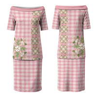 Akala Hamele Hawai'i Palaka Squares Maile Leaf Couples Matching Puletasi and Long Sleeve Button Shirt Flowers Hawaiian Quilt Patterns