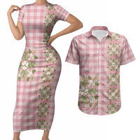 Akala Hamele Hawai'i Palaka Squares Maile Leaf Couples Matching Short Sleeve Bodycon Dress and Hawaiian Shirt Flowers Hawaiian Quilt Patterns