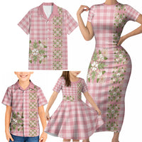 Akala Hamele Hawai'i Palaka Squares Maile Leaf Family Matching Short Sleeve Bodycon Dress and Hawaiian Shirt Flowers Hawaiian Quilt Patterns