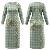 Liko Kukui Hawai'i Palaka Squares Maile Leaf Couples Matching Long Sleeve Bodycon Dress and Hawaiian Shirt Flowers Hawaiian Quilt Patterns