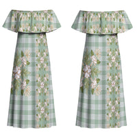 Liko Kukui Hawai'i Palaka Squares Maile Leaf Couples Matching Off Shoulder Maxi Dress and Hawaiian Shirt Flowers Hawaiian Quilt Patterns
