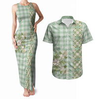 Liko Kukui Hawai'i Palaka Squares Maile Leaf Couples Matching Tank Maxi Dress and Hawaiian Shirt Flowers Hawaiian Quilt Patterns