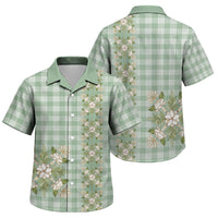 Liko Kukui Hawai'i Palaka Squares Maile Leaf Family Matching Off Shoulder Maxi Dress and Hawaiian Shirt Flowers Hawaiian Quilt Patterns