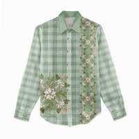 Liko Kukui Hawai'i Palaka Squares Maile Leaf Women Casual Shirt Flowers Hawaiian Quilt Patterns