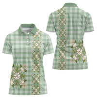 Liko Kukui Hawai'i Palaka Squares Maile Leaf Women Polo Shirt Flowers Hawaiian Quilt Patterns