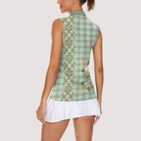 Liko Kukui Hawai'i Palaka Squares Maile Leaf Women Sleeveless Polo Shirt Flowers Hawaiian Quilt Patterns