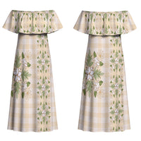 Melemele Ahiahia Hawai'i Palaka Squares Maile Leaf Couples Matching Off Shoulder Maxi Dress and Hawaiian Shirt Flowers Hawaiian Quilt Patterns
