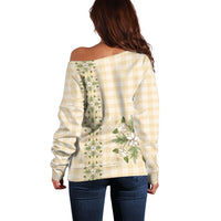 Melemele Ahiahia Hawai'i Palaka Squares Maile Leaf Off Shoulder Sweater Flowers Hawaiian Quilt Patterns