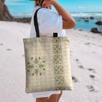 Melemele Ahiahia Hawai'i Palaka Squares Maile Leaf Tote Bag Flowers Hawaiian Quilt Patterns