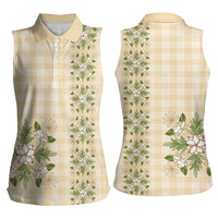 Melemele Ahiahia Hawai'i Palaka Squares Maile Leaf Women Sleeveless Polo Shirt Flowers Hawaiian Quilt Patterns