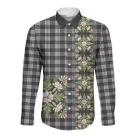 Pauli Hawai'i Palaka Squares Maile Leaf Long Sleeve Button Shirt Flowers Hawaiian Quilt Patterns