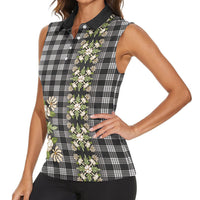 Pauli Hawai'i Palaka Squares Maile Leaf Women Sleeveless Polo Shirt Flowers Hawaiian Quilt Patterns