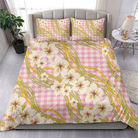 Akala Hamele Palaka Plumeria Bedding Set Puakenikeni and Maile Lei