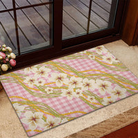 Akala Hamele Palaka Plumeria Rubber Doormat Puakenikeni and Maile Lei