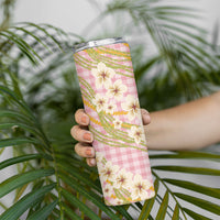 Akala Hamele Palaka Plumeria Skinny Tumbler Puakenikeni and Maile Lei