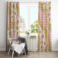 Akala Hamele Palaka Plumeria Window Curtain Puakenikeni and Maile Lei