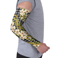 Ele'ele Hawai'i Palaka Plumeria Arm Sleeves Puakenikeni and Maile Lei