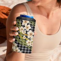 Ele'ele Hawai'i Palaka Plumeria 4 in 1 Can Cooler Tumbler Puakenikeni and Maile Lei