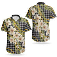 Ele'ele Hawai'i Palaka Plumeria Couples Matching Tank Maxi Dress and Hawaiian Shirt Puakenikeni and Maile Lei