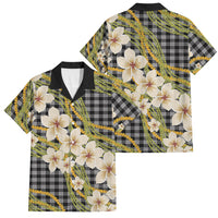 Ele'ele Hawai'i Palaka Plumeria Family Matching Short Sleeve Bodycon Dress and Hawaiian Shirt Puakenikeni and Maile Lei