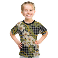 Ele'ele Hawai'i Palaka Plumeria Kid T Shirt Puakenikeni and Maile Lei