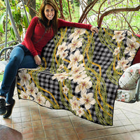 Ele'ele Hawai'i Palaka Plumeria Quilt Puakenikeni and Maile Lei
