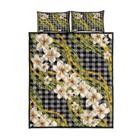 Ele'ele Hawai'i Palaka Plumeria Quilt Bed Set Puakenikeni and Maile Lei