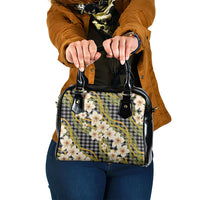 Ele'ele Hawai'i Palaka Plumeria Shoulder Handbag Puakenikeni and Maile Lei