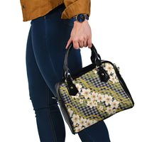 Ele'ele Hawai'i Palaka Plumeria Shoulder Handbag Puakenikeni and Maile Lei