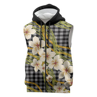 Ele'ele Hawai'i Palaka Plumeria Sleeveless Zip Hoodie Puakenikeni and Maile Lei