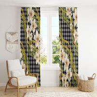 Ele'ele Hawai'i Palaka Plumeria Window Curtain Puakenikeni and Maile Lei