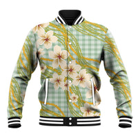 Liko Kukui Hawai'i Palaka Plumeria Baseball Jacket Puakenikeni and Maile Lei