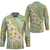 Liko Kukui Hawai'i Palaka Plumeria Hockey Jersey Puakenikeni and Maile Lei