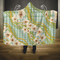 Liko Kukui Hawai'i Palaka Plumeria Hooded Blanket Puakenikeni and Maile Lei