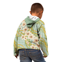 Liko Kukui Hawai'i Palaka Plumeria Kid Hoodie Puakenikeni and Maile Lei