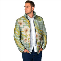 Liko Kukui Hawai'i Palaka Plumeria Padded Jacket Puakenikeni and Maile Lei