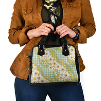 Liko Kukui Hawai'i Palaka Plumeria Shoulder Handbag Puakenikeni and Maile Lei