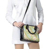Liko Kukui Hawai'i Palaka Plumeria Shoulder Handbag Puakenikeni and Maile Lei
