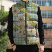 Liko Kukui Hawai'i Palaka Plumeria Sleeveless Puffer Jacket Puakenikeni and Maile Lei