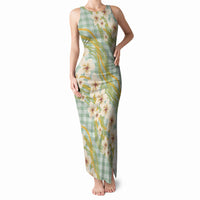 Liko Kukui Hawai'i Palaka Plumeria Tank Maxi Dress Puakenikeni and Maile Lei