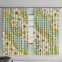 Liko Kukui Hawai'i Palaka Plumeria Window Curtain Puakenikeni and Maile Lei