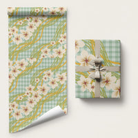 Liko Kukui Hawai'i Palaka Plumeria Wrapping Paper Puakenikeni and Maile Lei