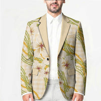 Melemele Ahiahia Hawai'i Palaka Plumeria Blazer Puakenikeni and Maile Lei