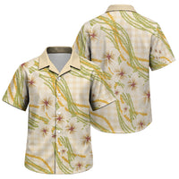Melemele Ahiahia Hawai'i Palaka Plumeria Family Matching Off Shoulder Maxi Dress and Hawaiian Shirt Puakenikeni and Maile Lei