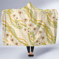 Melemele Ahiahia Hawai'i Palaka Plumeria Hooded Blanket Puakenikeni and Maile Lei